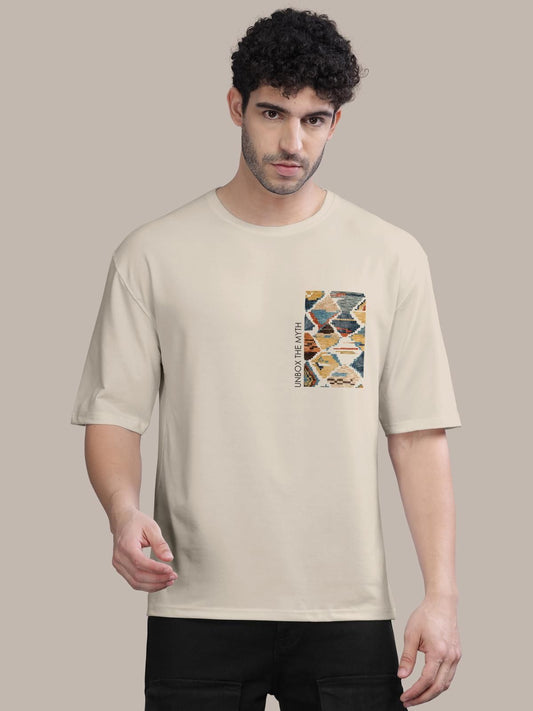 Oversized Crew Myth Men's Cotton Printed T-Shirt