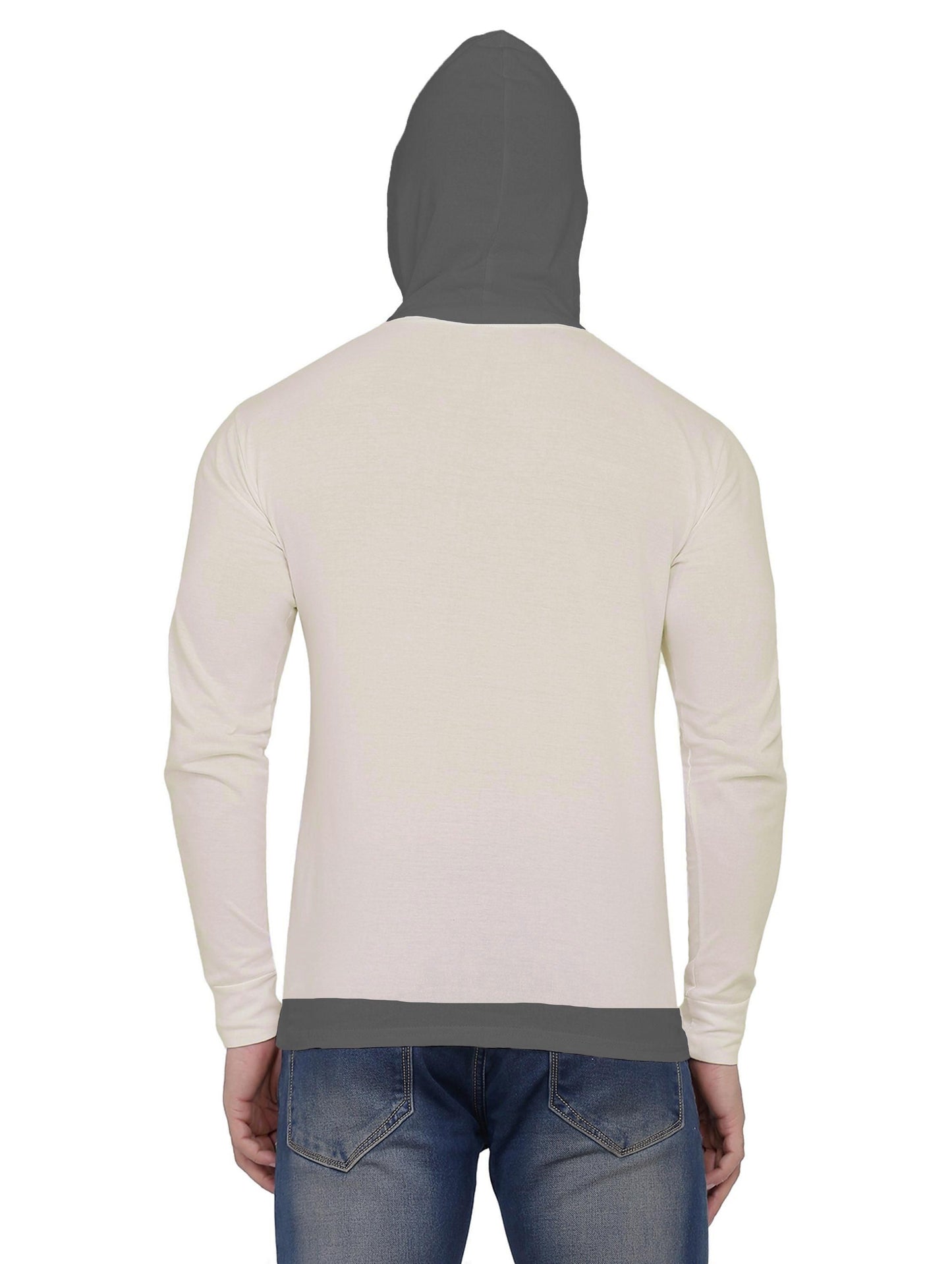 Cotton Blend Printed Full Sleeves Mens Hooded Neck T-Shirt