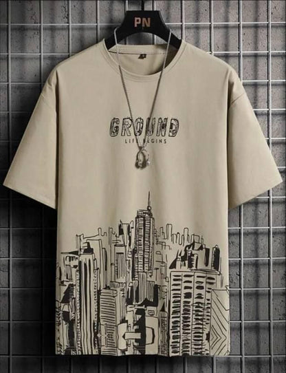 Oversized Crew Ground Men's Cotton Printed T-Shirt