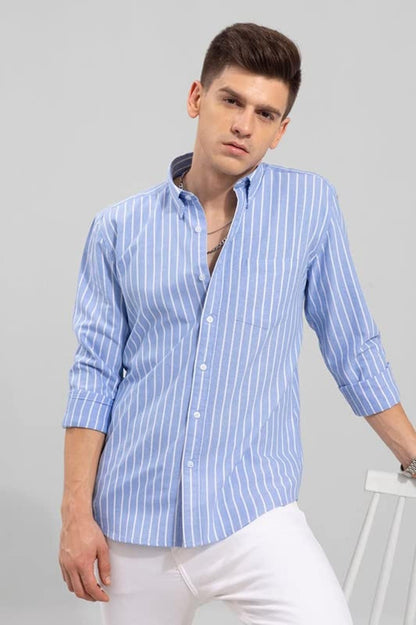 Men Regular Fit Striped Spread Collar Casual Shirt (Pack of 3)