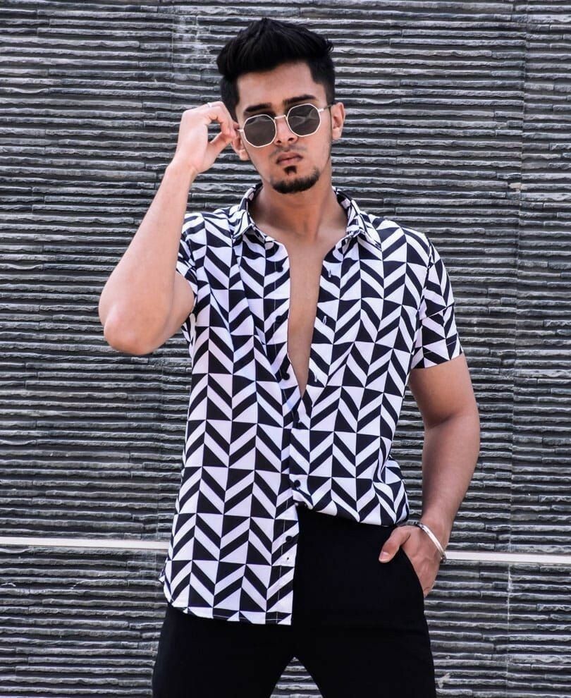 Trendy Men's Printed Crepe Shirt