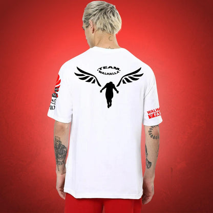 Oversized Crew Angel Men's Cotton White Printed T-Shirt