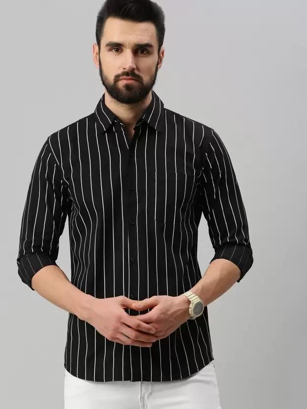 Men Regular Fit Striped Spread Collar Casual Shirt (Pack of 3)