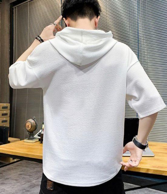 Oversized Crew Strong Men's Cotton Printed Hooded T-Shirt